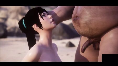 فتاة بيضاء تمص قضيب رجل سمين - ثلاثي الأبعاد