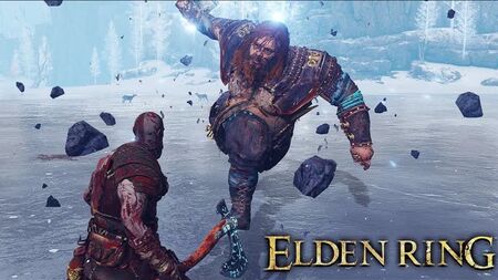 معركة الزعيم بين كراتوس وثور — God of War Ragnarök × ELDEN RING